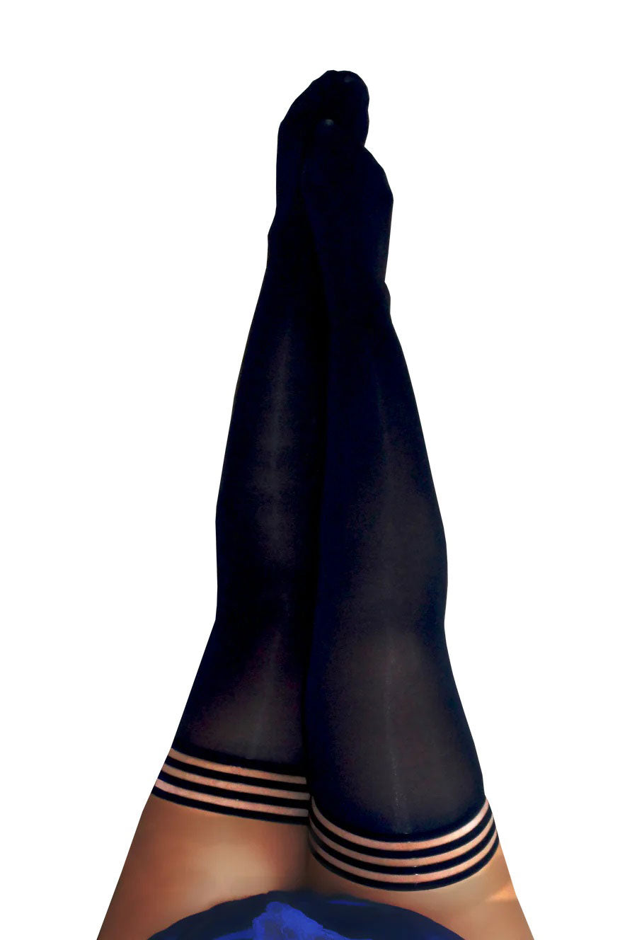 Danielle - Black Opaque Thigh High - Size D - Black KX-1319D-BLK-D