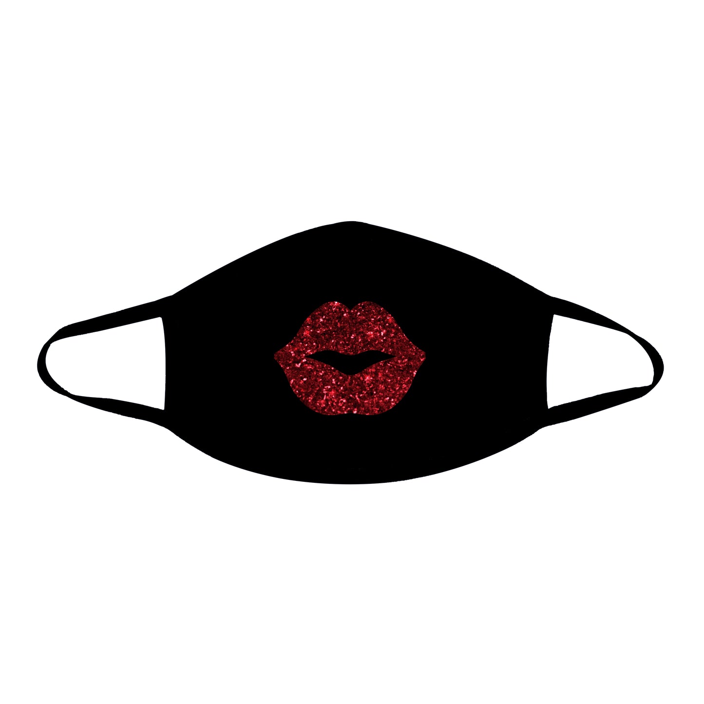 Pucker Up Red Glitter Lips Face Mask With Black Trim NN-MSKM-RKIBLA