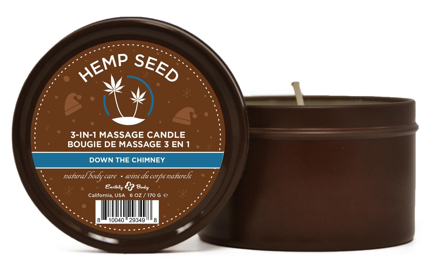 Hemp Seed 3-in-1 Massage Candle Down the Chimney 6oz/ 170 G EB-HSCH021B