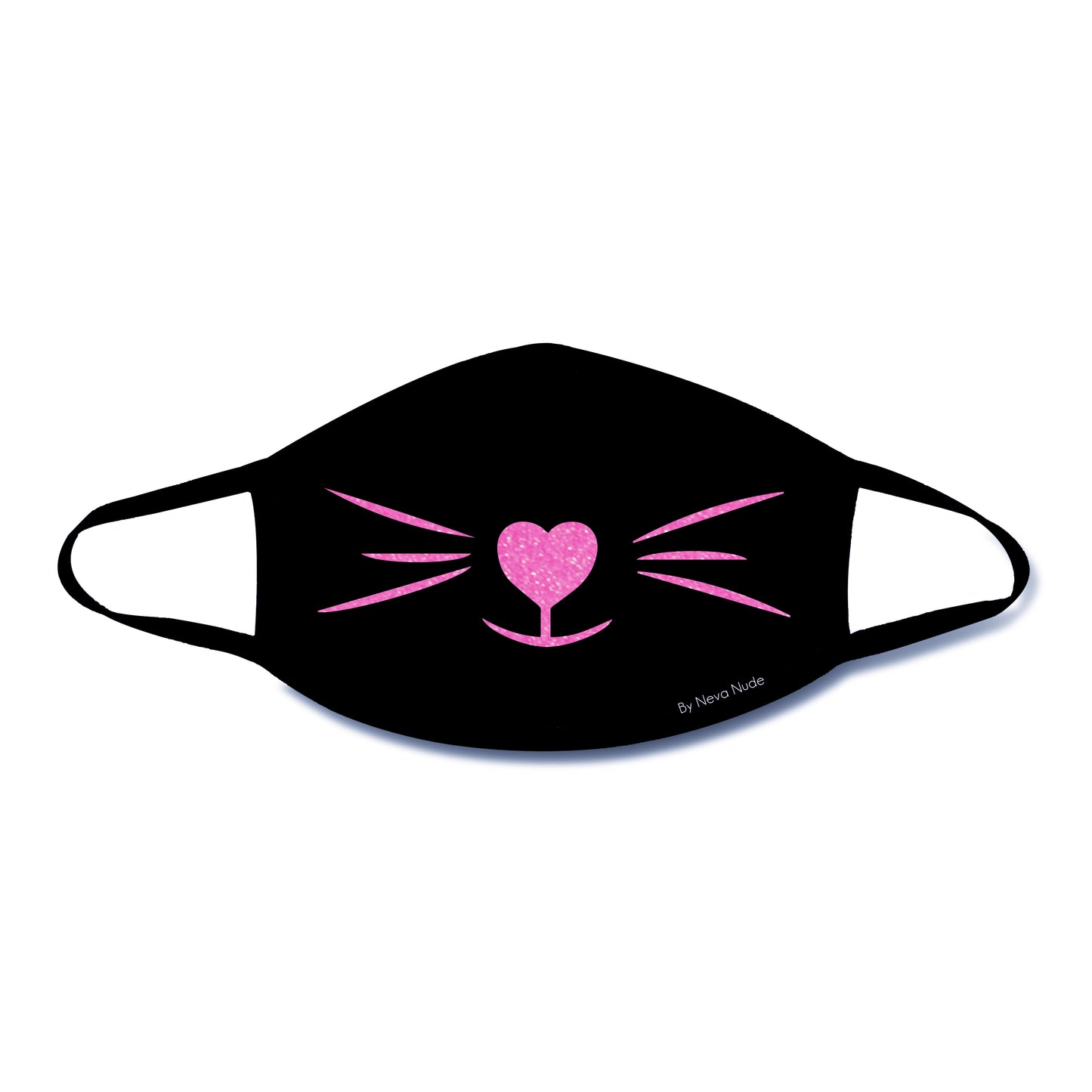 Meow-Za Pink Glitter Kitty Face Mask With Black Trim NN-MSKM-KITBLA